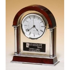 8 1/2" x 10 1/2" Rosewood & Glass Clock