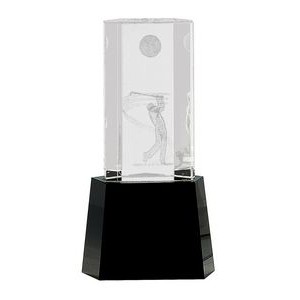 Male Golf 3D Image Crystal Award, 8 1/2