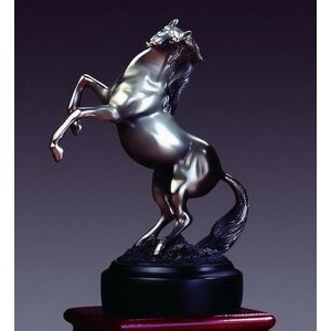 Rearing Silver Horse, 8"H x 6"W