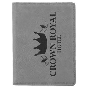 Passport Holder, Gray Faux Leather