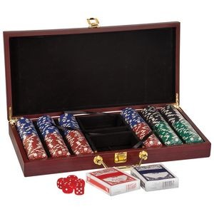 300 Piece Poker Chip Set, Rosewood Finish, 15 1/4"(L) x 2"(H) x 7 1/2"(W)