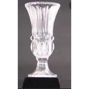 Crystal Vase on Black Base, 18"H