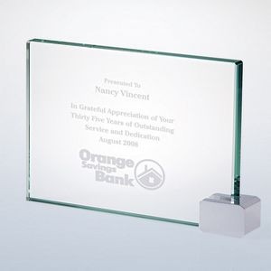 Achievement Jade Glass Award w/Chrome Holder, 5"H X 7"W