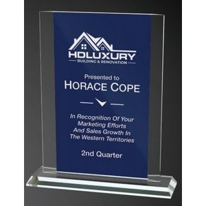 Azure Rectangle Glass Award, 8 1/2"H