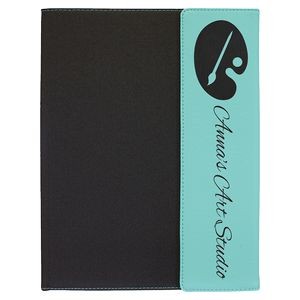 Black Canvas Portfolio / Teal Faux Leather with Notepad, 9 1/2" x 12"