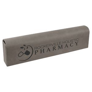Faux Leather Pill Box, Gray, 9 3/4" x 2 1/2"