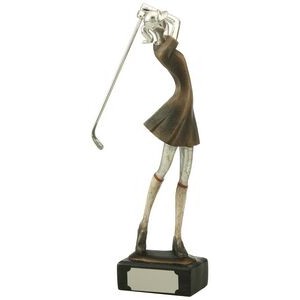 Golfer, Female Multi-color Resin Figurine - 12-3/4