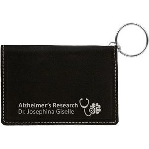 Keychain ID Holder, Black Faux Leather, 4 1/4" x 3"