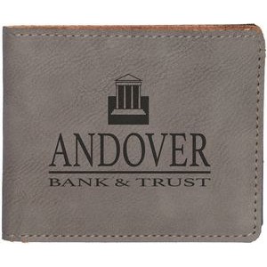 Wallet, Gray Faux Leather, 4 1/2" x 3 1/2"