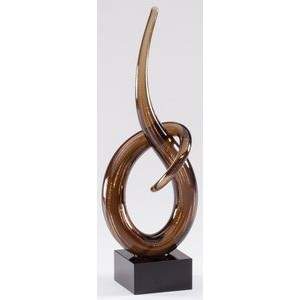 Golden Brown Swirl Art Glass Award 10"H
