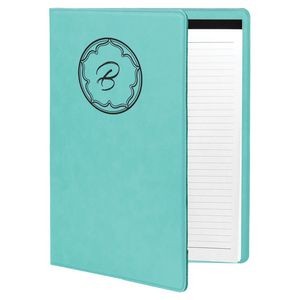 Portfolio with Notepad, Teal Faux Leather, 7" x 9"