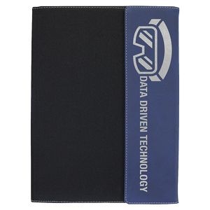 Black Canvas Portfolio / Blue Faux Leather with Notepad, 9 1/2" x 12"
