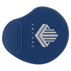 Mouse Pad, Blue Faux Leather