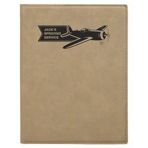 Portfolio with Notepad, Light Brown Faux Leather, 7" x 9"