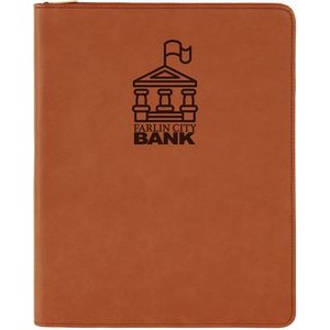 Zipper Portfolio with Notepad, Rawhide Faux Leather, 9 1/2" x 12"