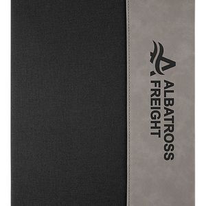 Black Canvas Portfolio / Gray Faux Leather with Notepad, 9 1/2" x 12"