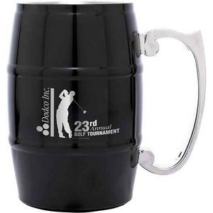 17 Oz. Black Laser Engraved Stainless Steel Barrel Mug w/Handle
