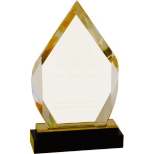 Fusion Diamond Acrylic Award with Crystal Base, Gold, 8"H