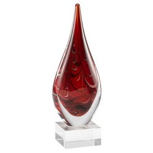 Red Swirl Teardrop Art Glass Award 11 1/2