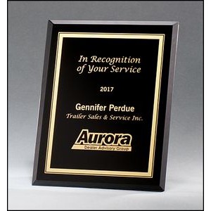 Black Glass Plaque with Gold Borders, 5 " x 7 "