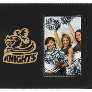Engraved Photo Frame, Black Faux Leather, For 4x6" Photo