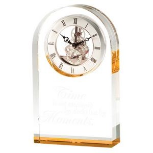 Crystal Clock With Gold Base 9"H