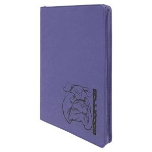 Zipper Portfolio with Notepad, Purple Faux Leather, 9 1/2" x 12"