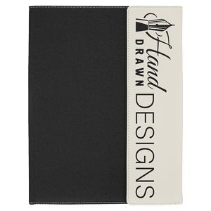 Black Canvas Portfolio / White Faux Leather with Notepad, 9 1/2" x 12"