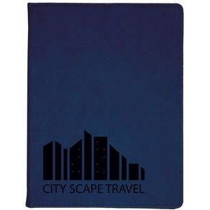 Portfolio with Notepad, Blue Faux Leather, 9 1/2" x 12"