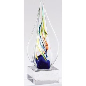 Colorful Twist Flame Art Glass Award 8 3/4"H