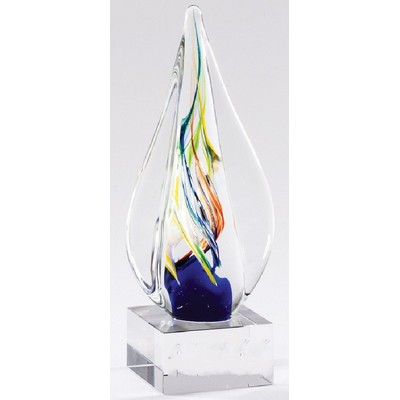 Colorful Twist Flame Art Glass Award 8 3/4"H