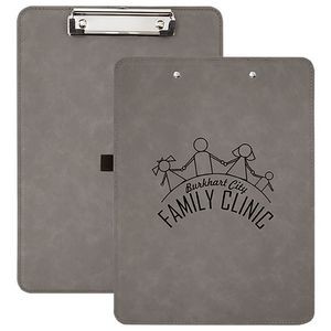 Faux Leather Clipboard, Gray, 9" x 12 1/2"