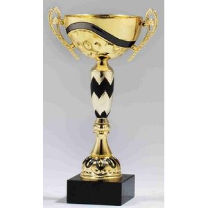 Black Golden Wave Trophy Cup 13 3/4" H