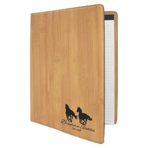 Portfolio with Notepad, Bamboo Faux Leather, 9 1/2" x 12"