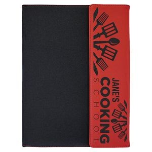 Black Canvas Portfolio / Red Faux Leather with Notepad, 9 1/2" x 12"