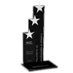 Black Triple Star Tower Crystal Award 10 5/8