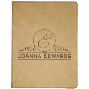 Portfolio with Notepad, Light Brown Faux Leather, 9 1/2" x 12"