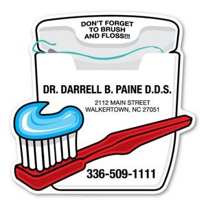 Toothbrush & Floss Magnet - 4" x 4" - 30 mil - Outdoor Safe