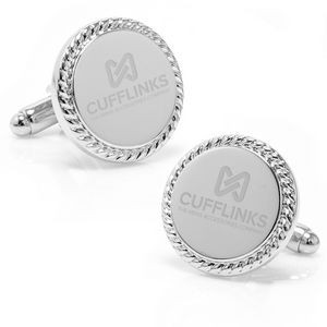 Stainless Steel Round Rope Engravable Cufflinks