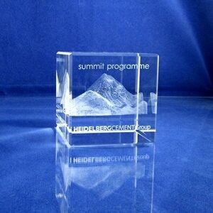2" Beveled Edge Optical Crystal Cube Award
