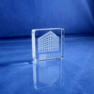 2 3/8" Beveled Edge Optical Crystal Cube Paperweight