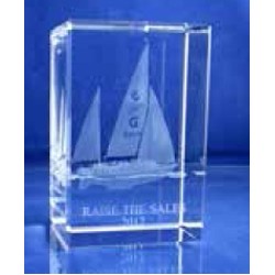 Beveled Edge Optical Crystal Tower Award (4"x4"x12")
