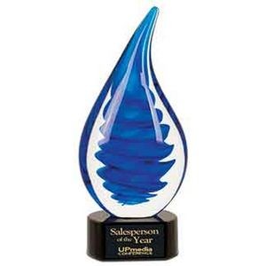 Blue Twist Rain Drop Art Glass Award (10 1/4