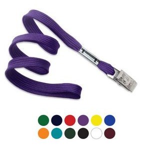 3/8" (10 mm) Flat Lanyard with Nickel-Plated Steel Bulldog Clip (Blank Product)
