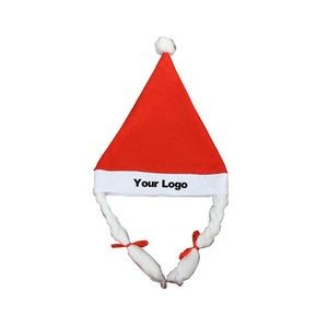Promotional Christmas Hat Santa Claus' Cap With Braids