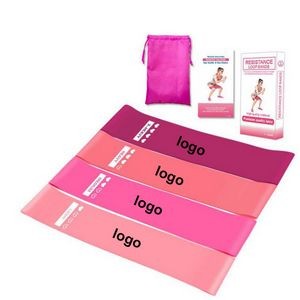 Pink Gradient Color Exercise Stretch Resistance Bands Set For Female