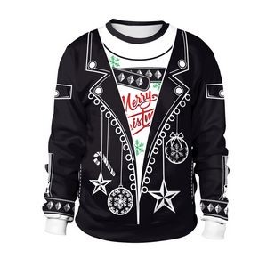 Christmas new personality punk style 3d digital printing long-sleeved round neck lovers sweater