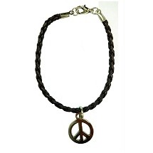 Peace Sign Leather Bracelet