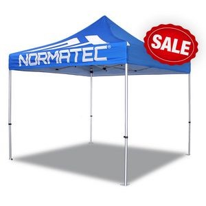 10'x10' V4 Aluminum Frame Pop Up Tent With Front Peak & Valance Printed Top