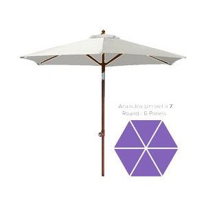 Acapulco Commercial Market Umbrella - 7' Round/ 6 Panels + Wood Look Pole
